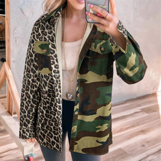 Brown Leopard Camo Oversize Shacket