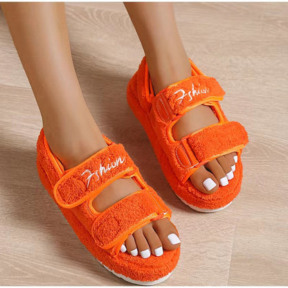 Autumn Velcro Plush High Heel Sandals
