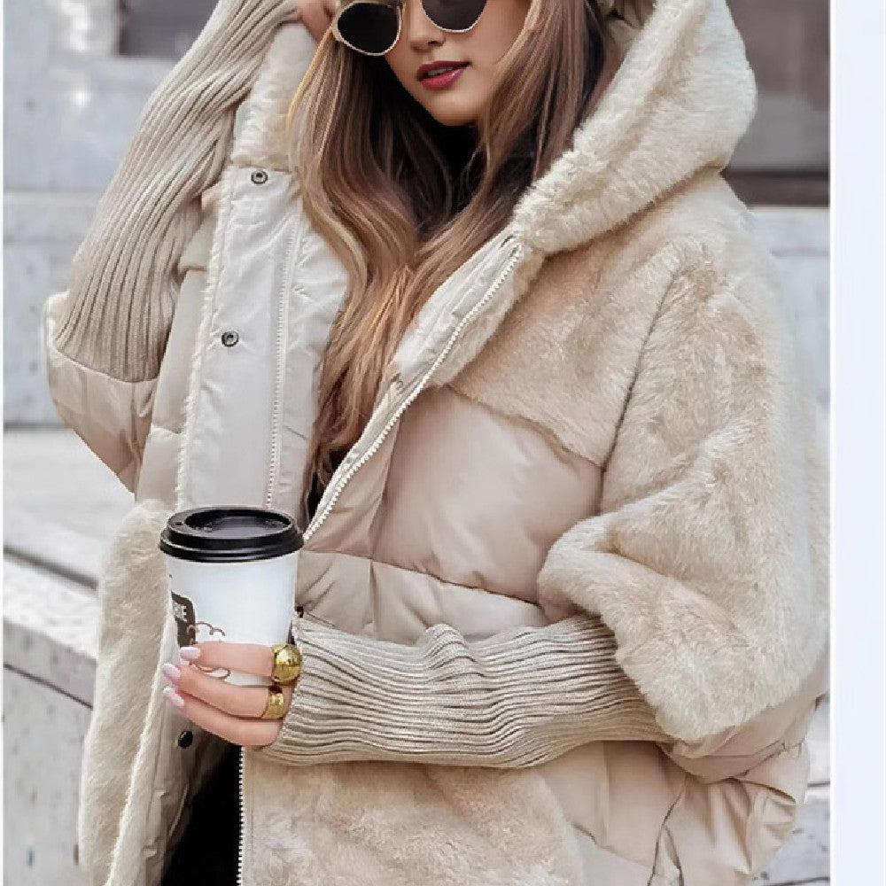 Women's Loose Coat Faux Fur Patchwork Winter Coat