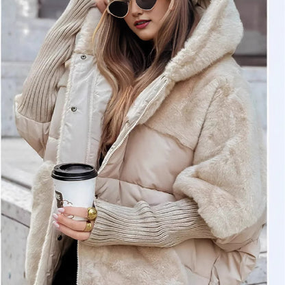 Women's Loose Coat Faux Fur Patchwork Winter Coat
