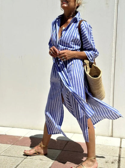 Striped Shirt With Belt Dress