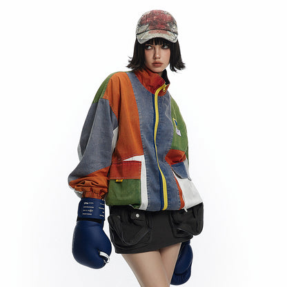 Irregular Color Contrast Patchwork Jacket