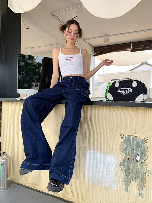 Wide-leg Slimming Work Trousers