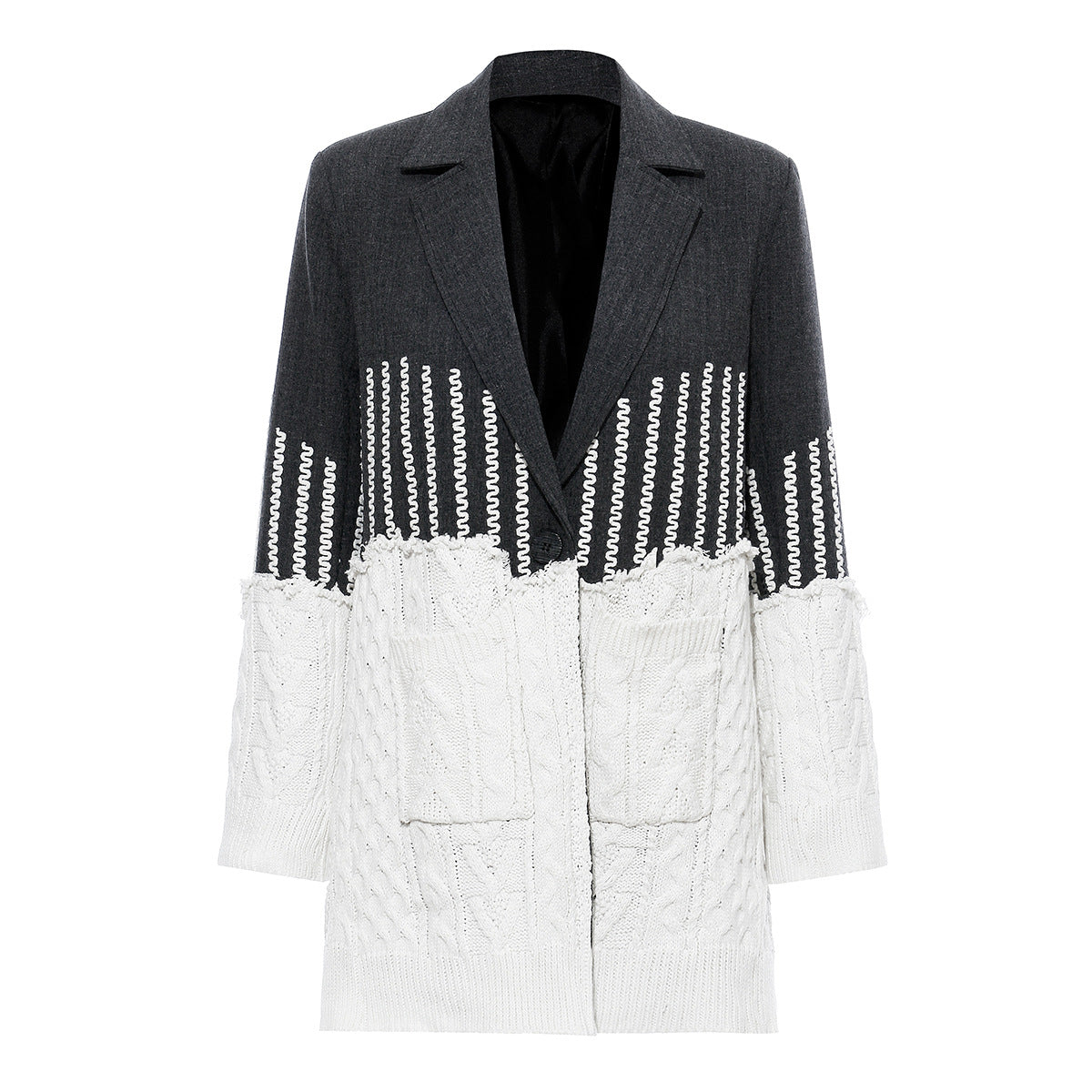 Knit Torn Hem Retro Rework Jacket