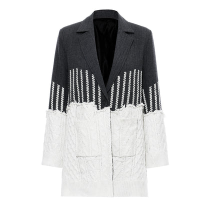 Knit Torn Hem Retro Rework Jacket