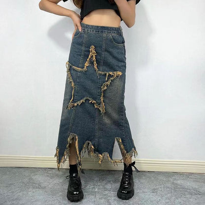American-style Retro High Waist Irregular Skirt