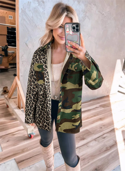 Brown Leopard Camo Oversize Shacket