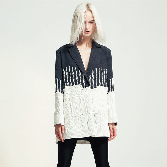 Knit Torn Hem Retro Rework Jacket