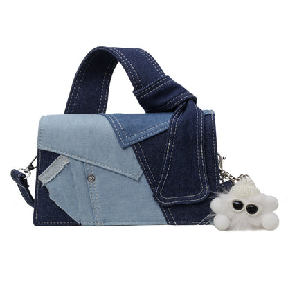 Denim Patchwork Small Messenger Bag