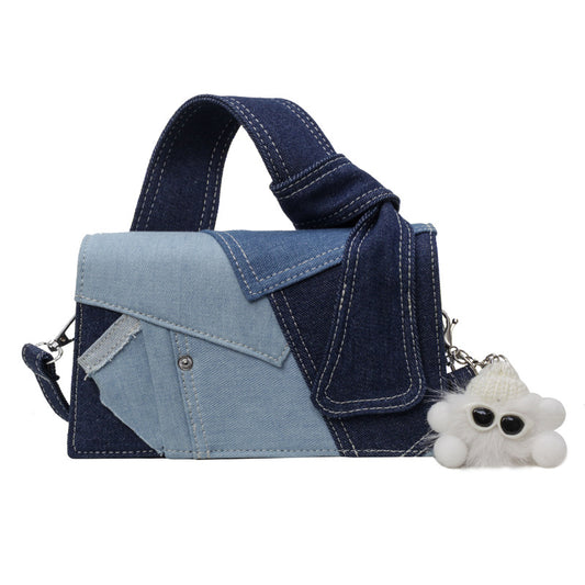 Denim Patchwork Small Messenger Bag