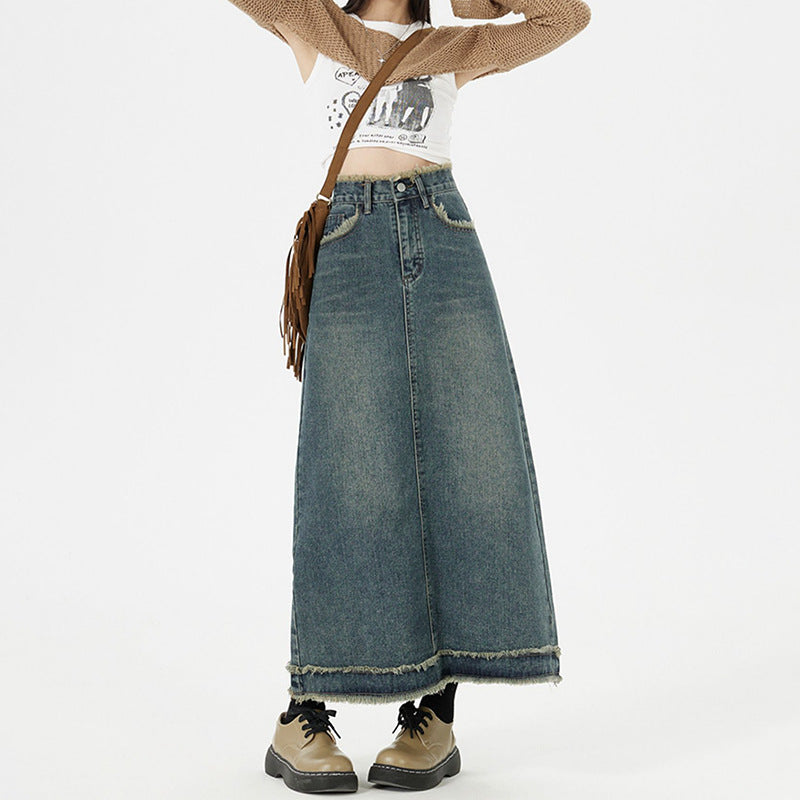 Retro Denim Long Skirts Women