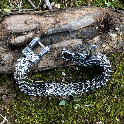 Viking Wolf Head Titanium Steel Bracelet