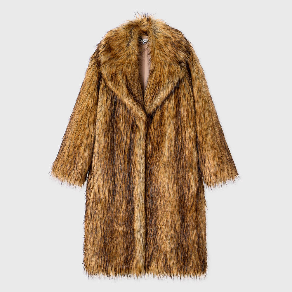 Long Fur Women's Wool Coat