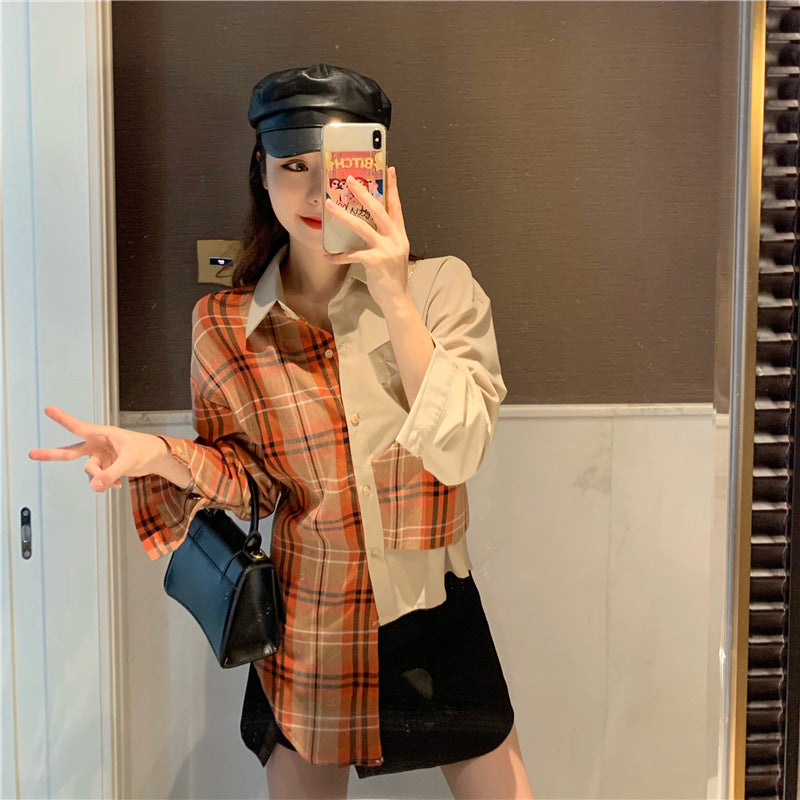 Patchwork irregular check jacket