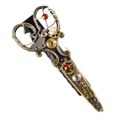 Steampunk Vintage Gear Scissors Brooch