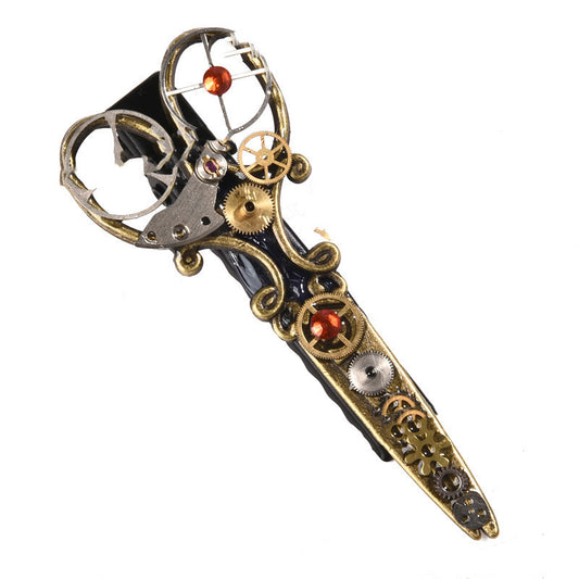 Steampunk Vintage Gear Scissors Brooch