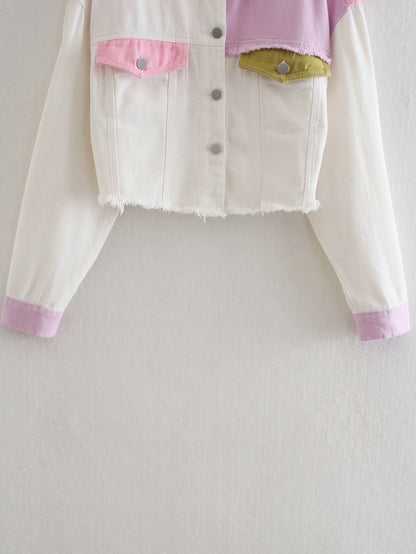 Color Patchwork Short Jacket And High Waist Shorts