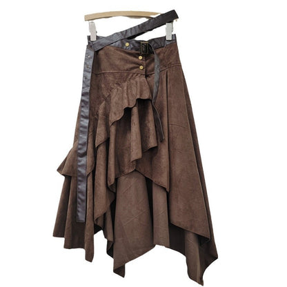 Irregular Deerskin Velvet Skirt