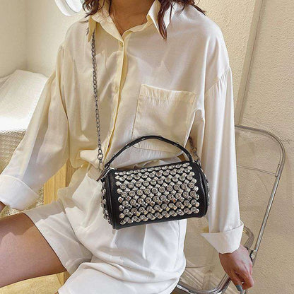 Women's Diamond-studded Small Cylinder Handbags