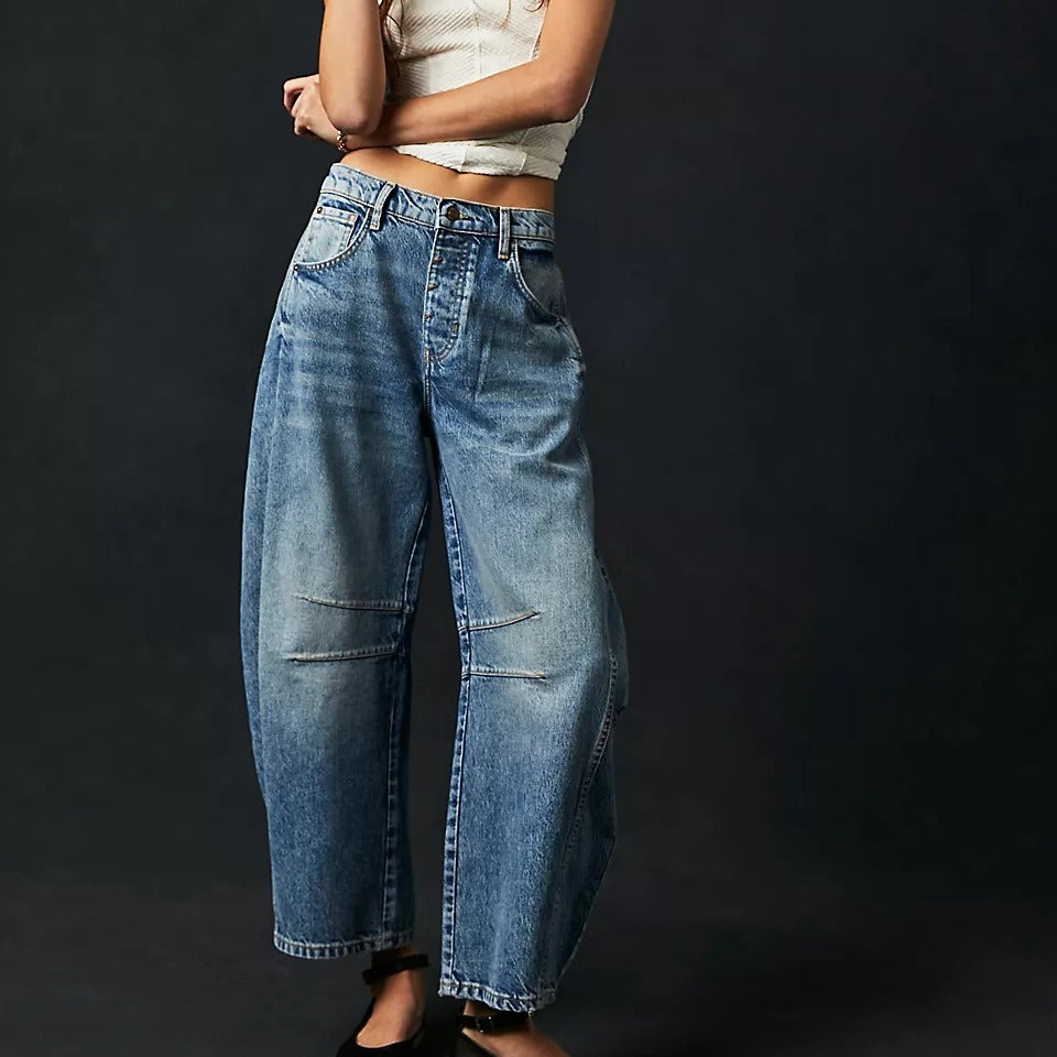 Mid-Rise Barrel Denims