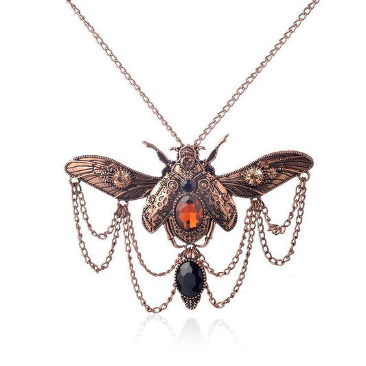 Vintage Beetle Pendant Necklace