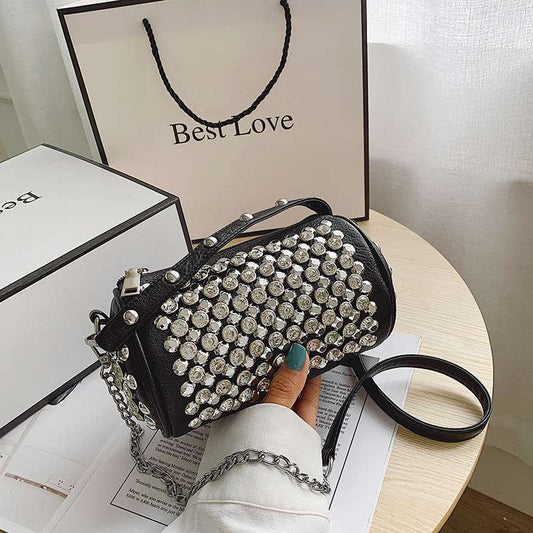Women's Diamond-studded Small Cylinder Handbags