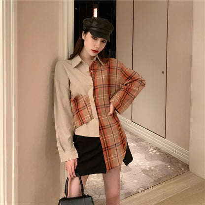 Patchwork irregular check jacket