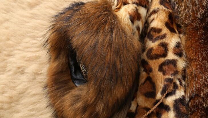 Leopard Print Mid-length Fur Coat