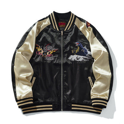 Embroidered Dragon Streetwear Baseball Jacket