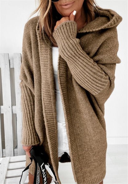 Bat Sleeve Hooded Oversized Cardigan