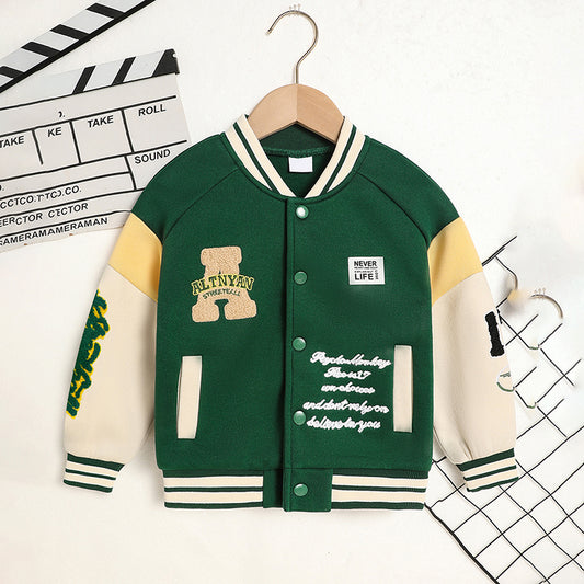 Toddler Kids Baseball Collar Sports Jacket