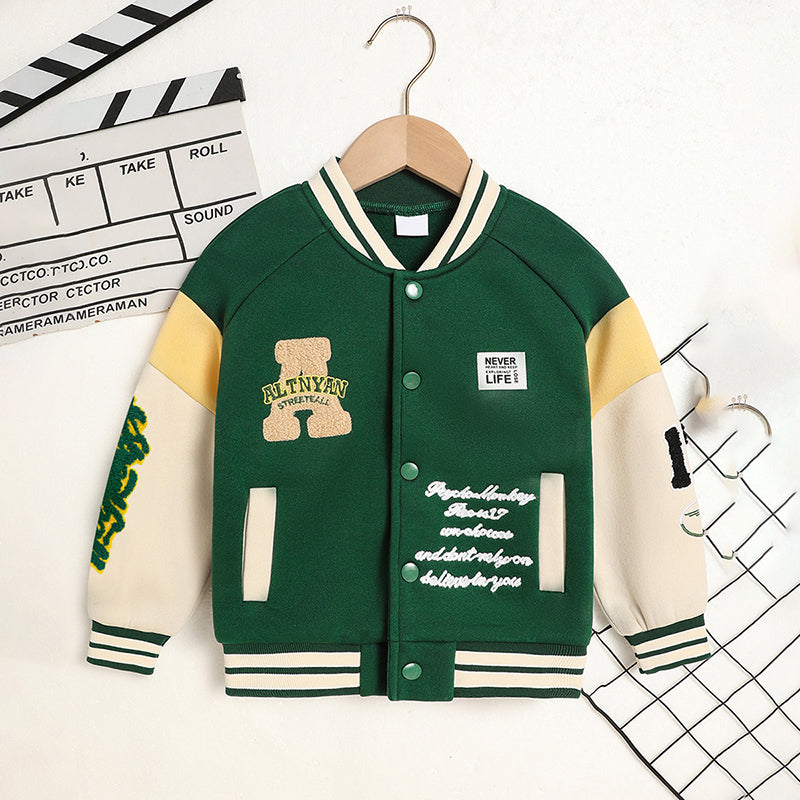 Toddler Kids Baseball Collar Sports Jacket