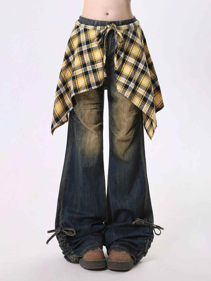 Skirt Swing Outside Casual Bootcut Pants