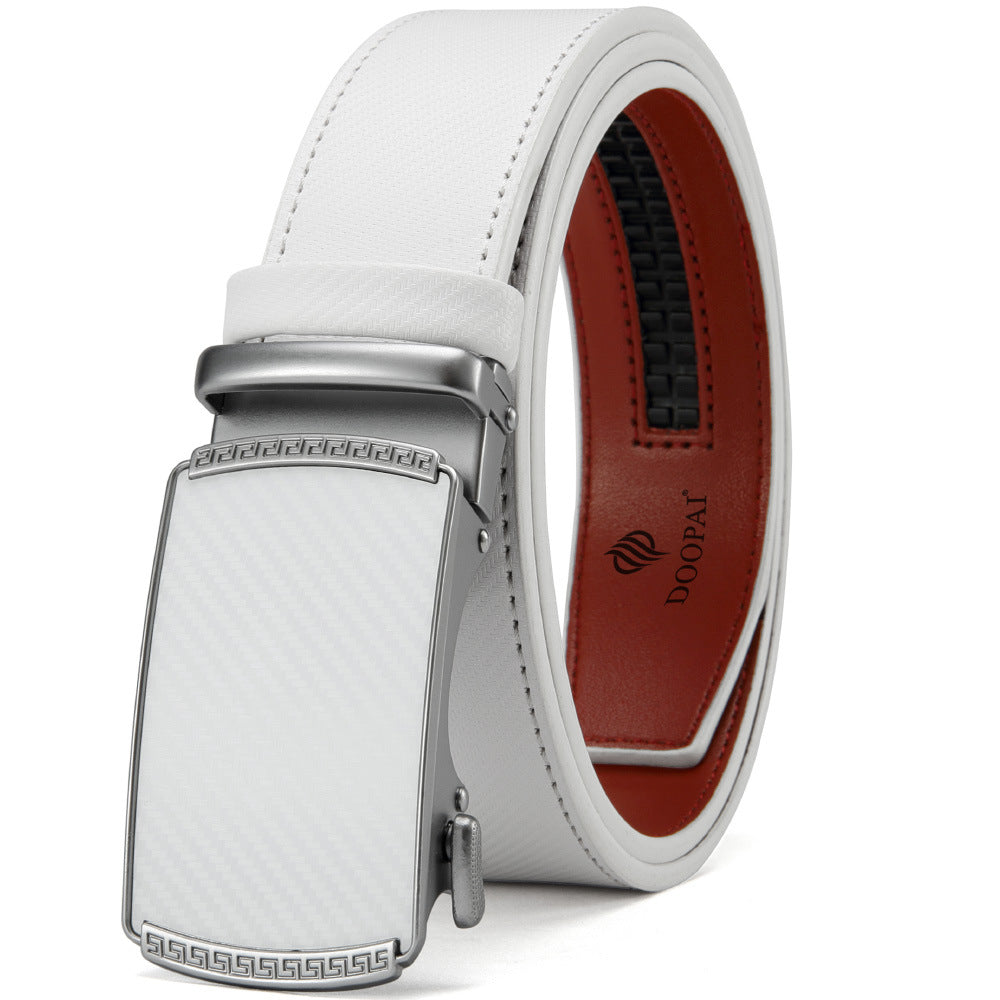 Alloy Automatic Buckle Leather Belt