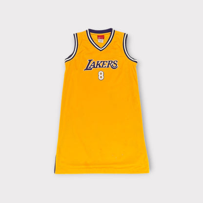 Vintage Kobe Bryant Lakers Gold Jersey Dress Reebok Womens Number 8 Rare Y2K NBA Streetwear Size Large