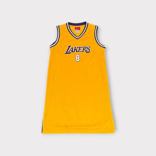 Vintage Kobe Bryant Lakers Gold Jersey Dress Reebok Womens Number 8 Rare Y2K NBA Streetwear Size Large