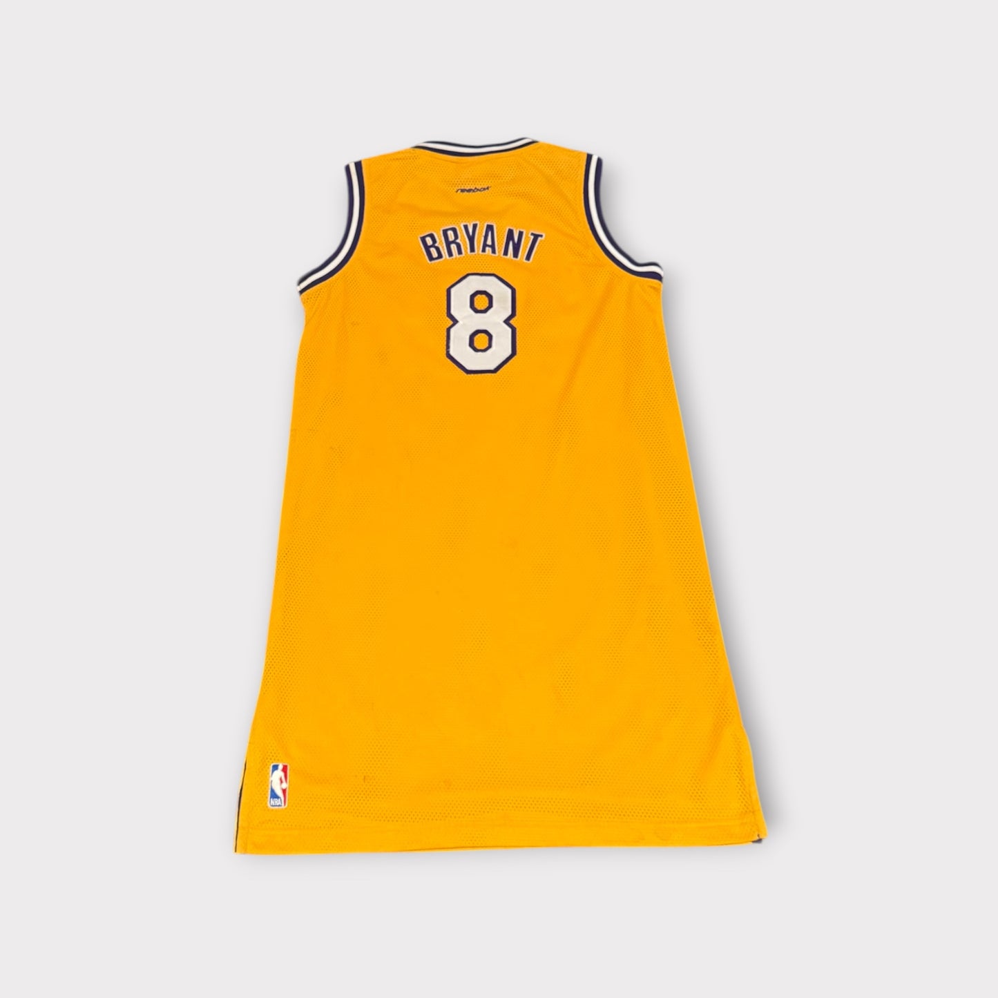 Vintage Kobe Bryant Lakers Gold Jersey Dress Reebok Womens Number 8 Rare Y2K NBA Streetwear Size Large