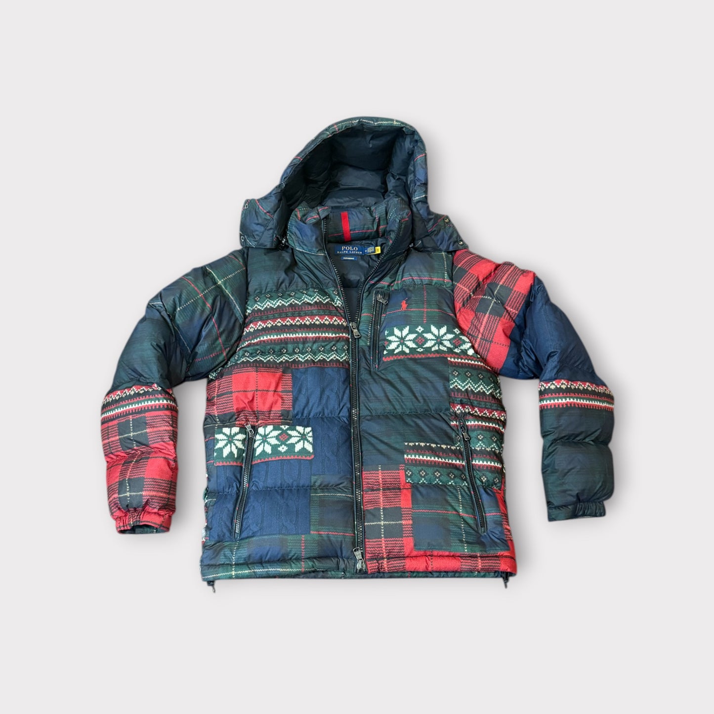 Polo Ralph Lauren Gorham Patchwork Down Puffer Jacket Aztec Plaid Mens Size M Rare