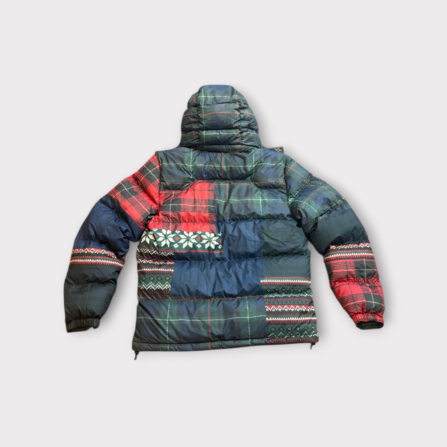 Polo Ralph Lauren Gorham Patchwork Down Puffer Jacket Aztec Plaid Mens Size M Rare