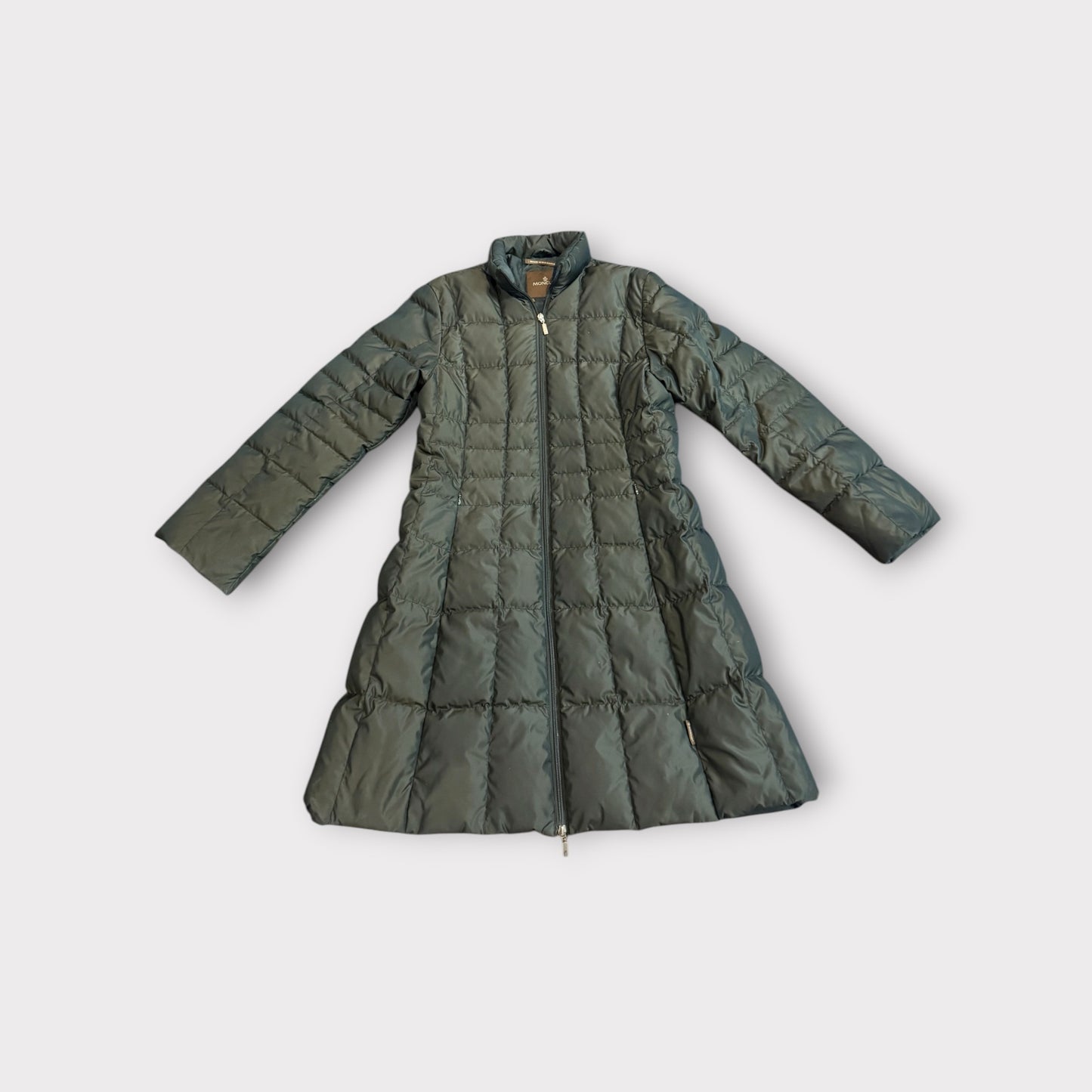 Moncler Patch Down Jacket Blouson Coat Parka Women Size 3 Dark Brown Shiny Vintage