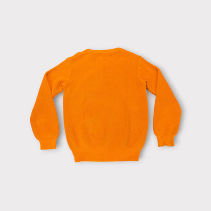 Vintage 90s Polo Ralph Lauren Polo Player Equestrian Knit Sweater Orange XL Distressed