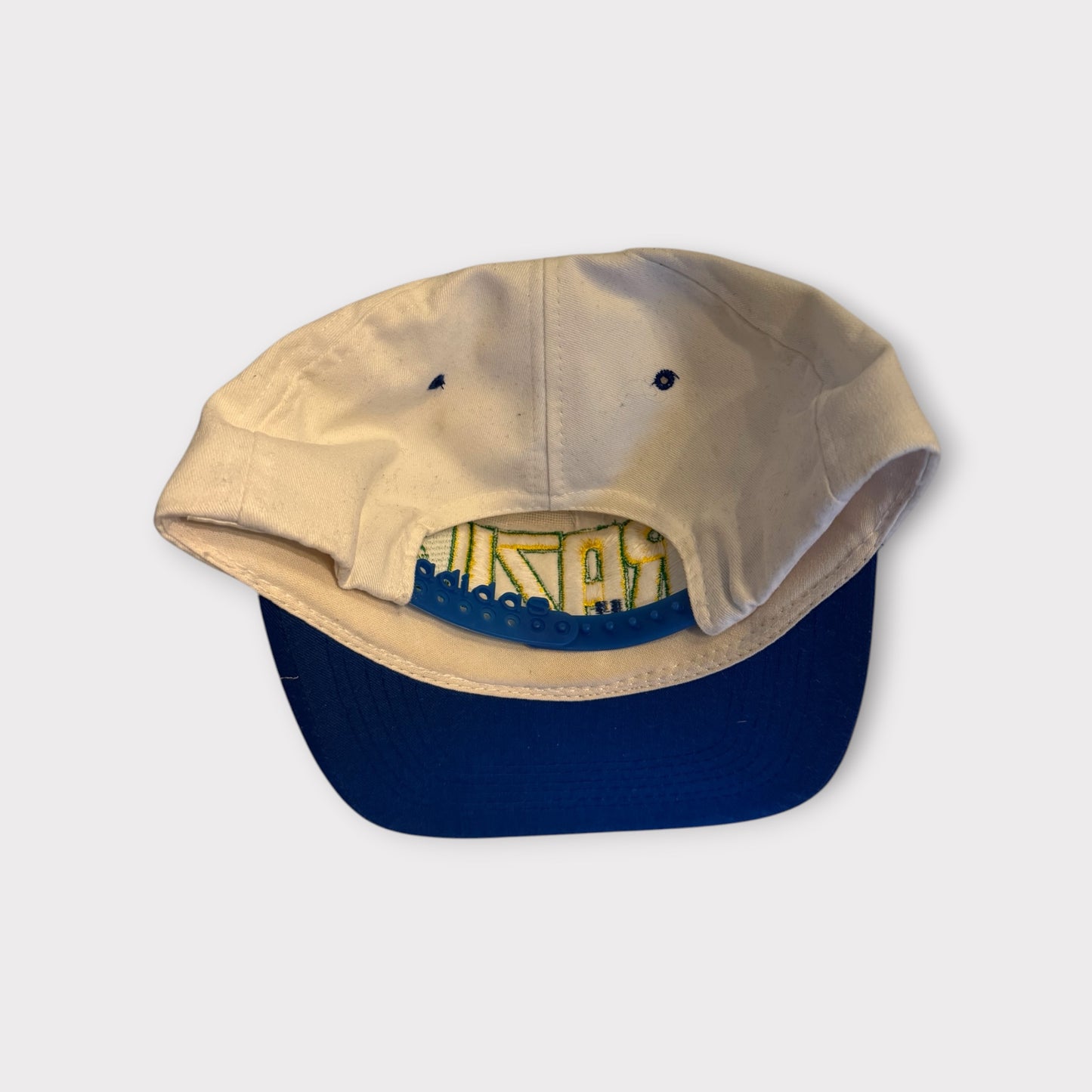 1990s Vintage Adidas Brazil Snapback Hat White South America Soccer FIFA Cap