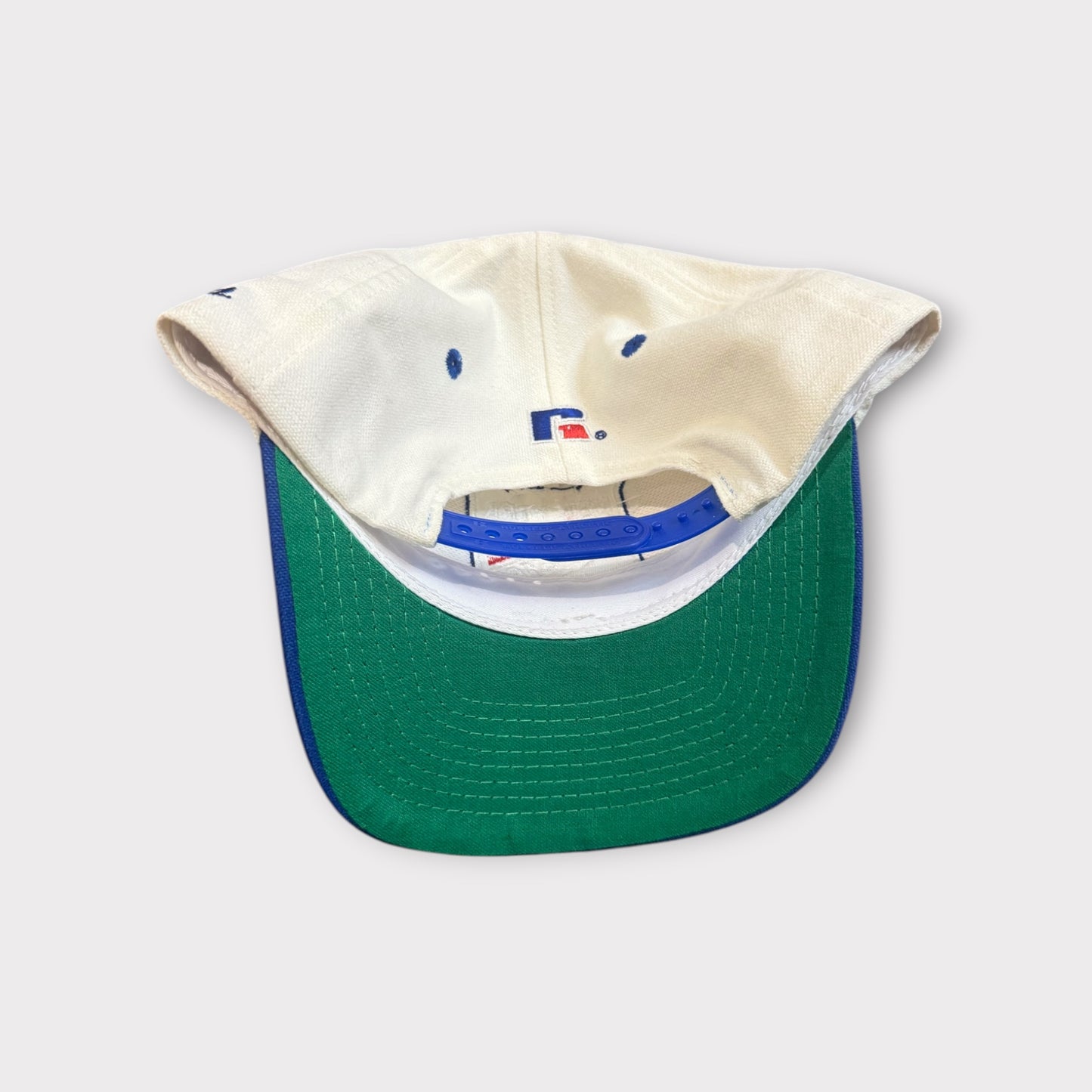 Vintage 90s New York Rangers Snapback Hat NHL Blue Red Spellout Adjustable Cap NWT