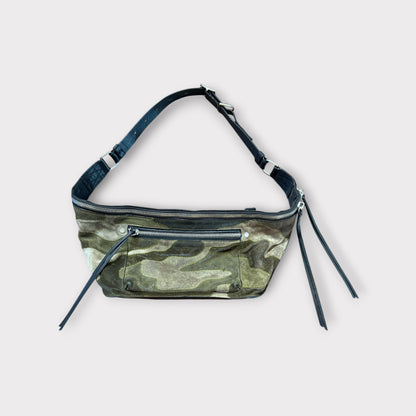 Rag and Bone Elliot Fanny Pack Green Camo Suede Leather Crossbody Belt Bag Large