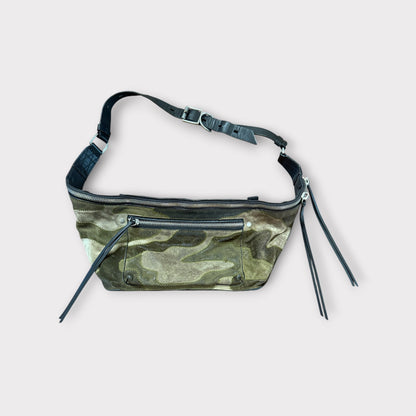 Rag and Bone Elliot Fanny Pack Green Camo Suede Leather Crossbody Belt Bag Large