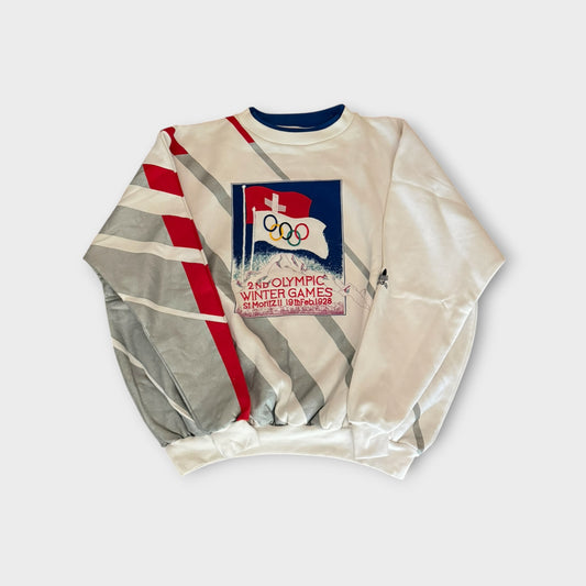 Vintage 1980s Adidas 2nd Winter Olympics St. Moritz 1928 Sweatshirt Size XL