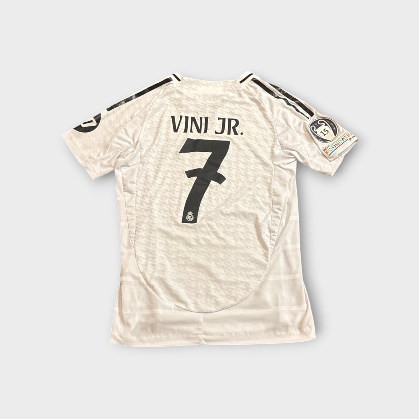 Real Madrid 2024/2025 Vini Jr #7 Home Jersey White Adidas UCL Size Small