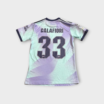 Arsenal 2024/25 Aqua Third Jersey Riccardo Calafiori #33 UEFA Foundation Size Small