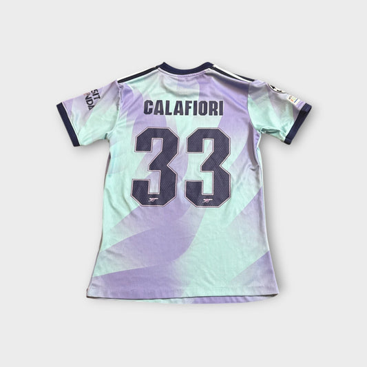 Arsenal 2024/25 Aqua Third Jersey Riccardo Calafiori #33 UEFA Foundation Size Small
