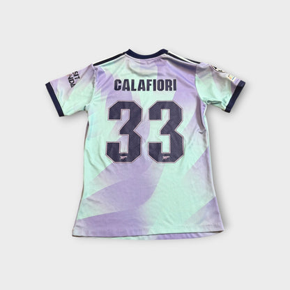 Arsenal 2024/25 Aqua Third Jersey Riccardo Calafiori #33 UEFA Foundation Size Small